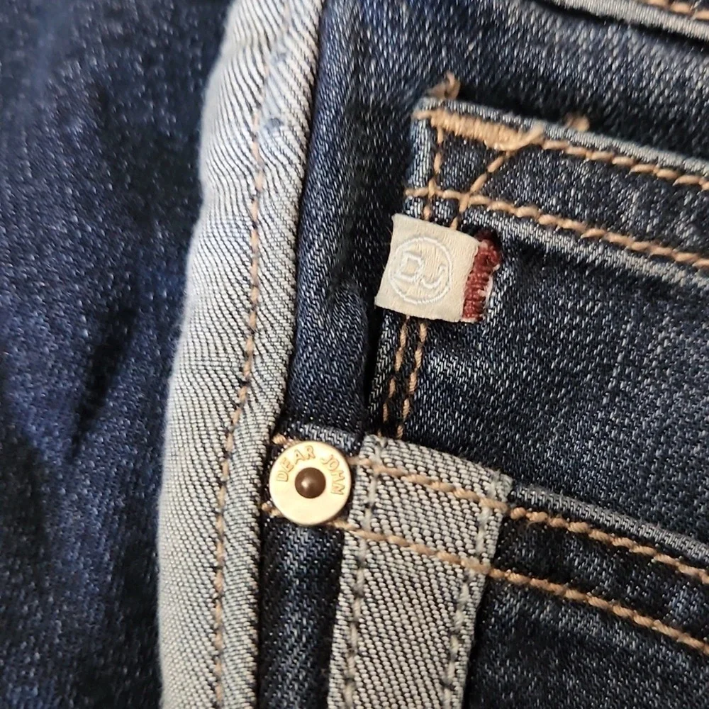 Dear John Raven‎ Womens 3 Snap Raw Hem Jeans Size 27 Zip Button Racing Stripe